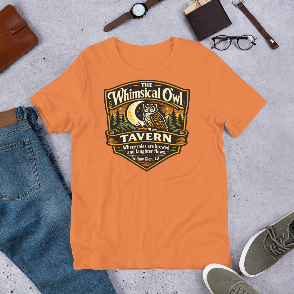 The Whimsical Owl Tavern shirt mockup 3